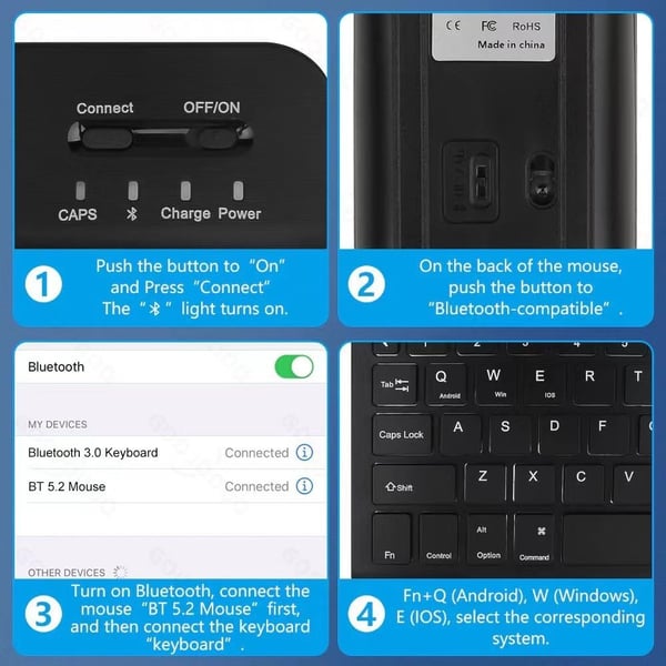 iPad 12.9" Tastaturveske - Blått Lærdeksel med RGB Bluetooth-tastatur og Lysende Mus (Høykvalitets Yizhaowei) Black iPad 10.2/10.5 Inches