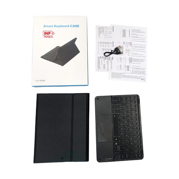 Tablettveske med bakgrunnsbelyst tastatur og berøringsplate for iPad Air 2 Black&White iPad 10 10.9 Inches