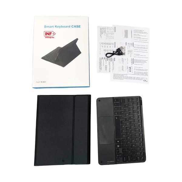 Tablettveske med bakgrunnsbelyst tastatur og berøringsplate for iPad Air 2 Black iPad Air 2 9.7 inches