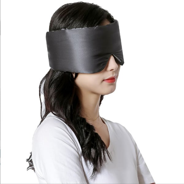 100% silkkiunimaski naisille ja miehille, silkki silmämaski nukkumiseen DarkGrey