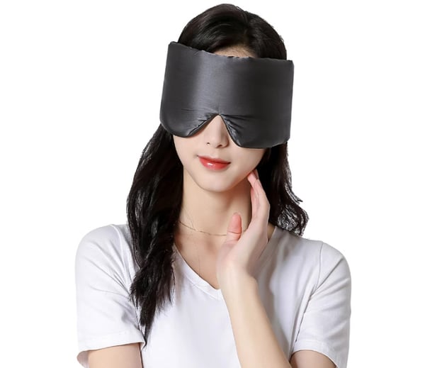 100% Morbærsilke Søvnmaske for kvinner og menn, Silkeøyemaske for soving DarkGrey