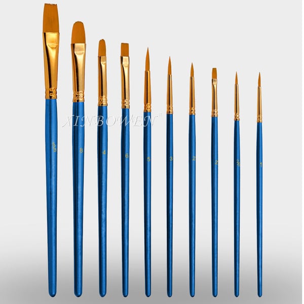 10 stk. nylonhår pensel sæt HB-2874 Pearl Blue