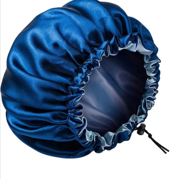 Dobbeltlags satin sovehætte med justerbar elastik NavyBlue