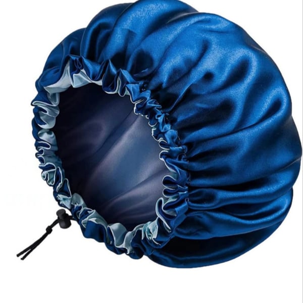 Dobbeltlags satin sovehætte med justerbar elastik NavyBlue