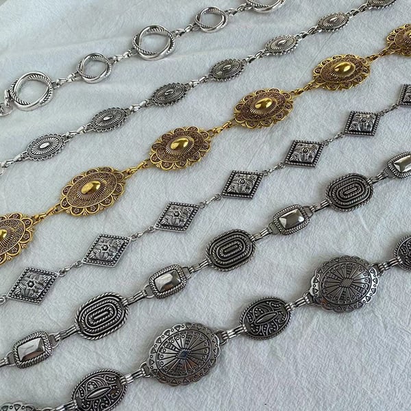 Vintage hopeavyöketju - Boho Western Statement -korut naisille Vintage hopeavyöketju - Boho Western Statement -korut naisille