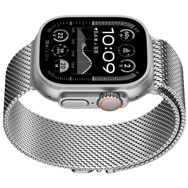 Grafiitinharmaa Milanese Loop -ranneke Apple Watchille Silver L