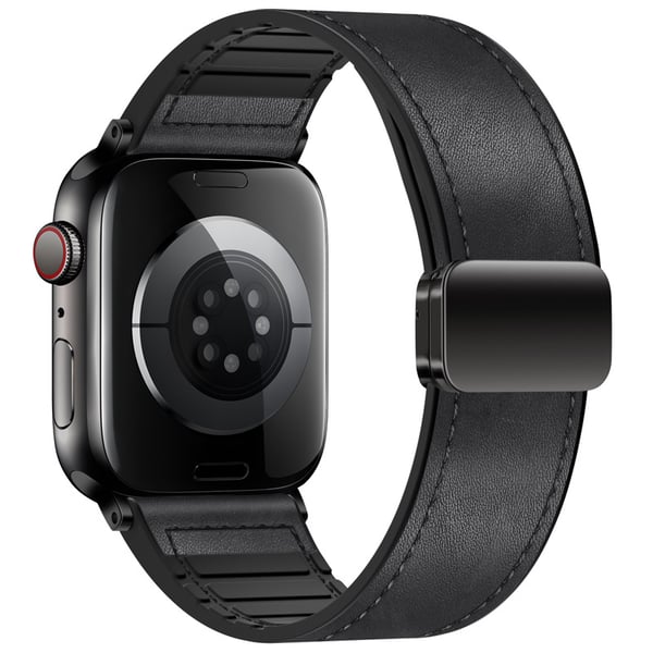 Vintage lærreim til Apple Watch Black S