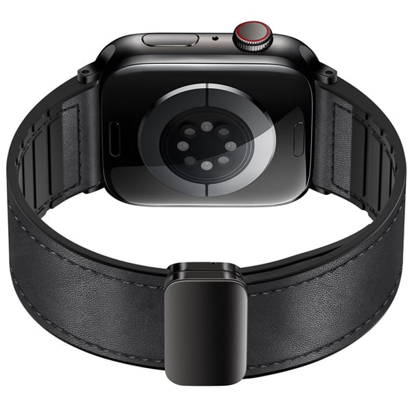 Vintage lærreim til Apple Watch Black S