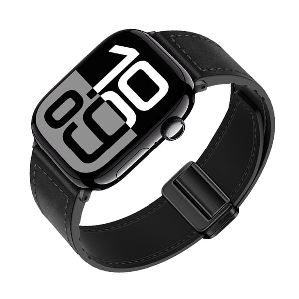 Rem i ægte læder til Apple Watch Black L