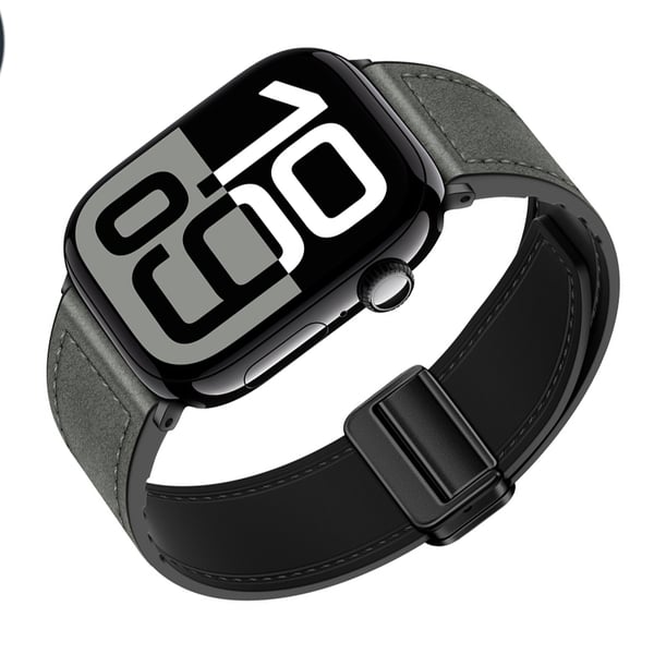 Ægte læder magnetisk Apple Watch-rem Grey L