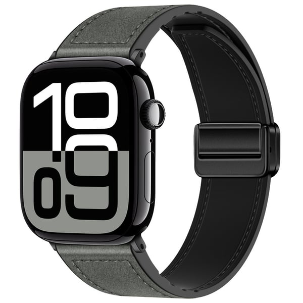 Ægte læder magnetisk Apple Watch-rem Grey L