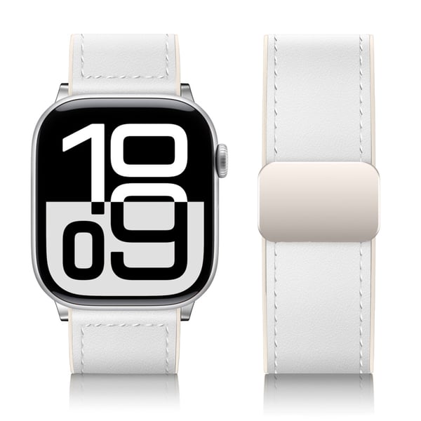 Apple Watch-reim i premiumlær med magnetisk spenne White S
