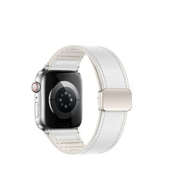Apple Watch-reim i premiumlær med magnetisk spenne White S