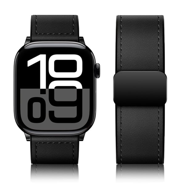 Apple Watch-reim i premiumlær med magnetisk spenne Black L