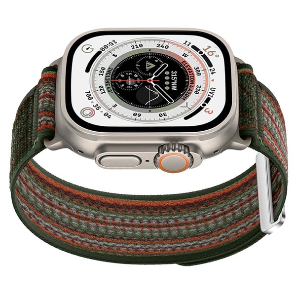 Flettet nylon-sportløkke til Apple Watch green+orange S