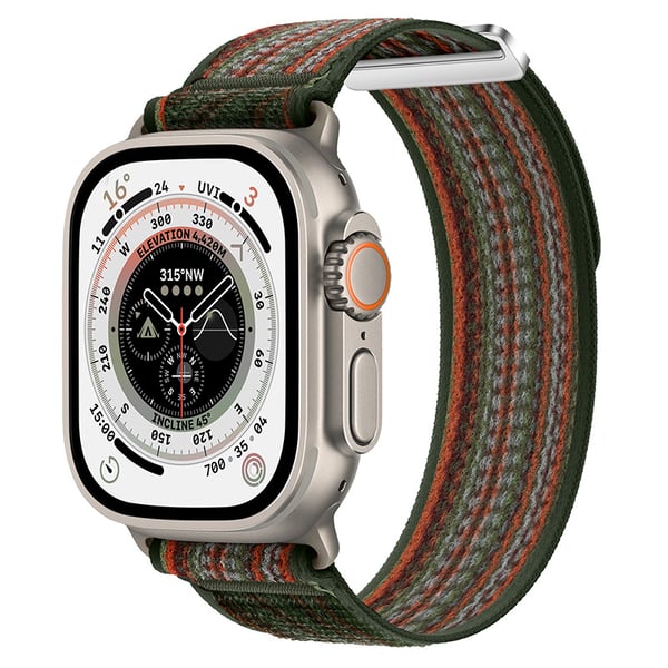 Flettet nylon-sportløkke til Apple Watch green+orange S