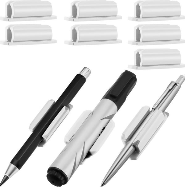 3-pakning silikon selvklebende pennholder til skrivebord White