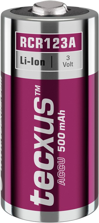 RCR123 oppladbart batteri - 500 mAh, 4 stk. i eske