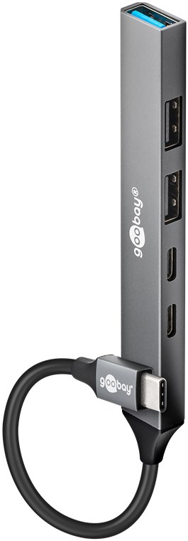 Slim 5-ports USB-hub, USB-C™ til USB-C™/USB-A, 5 Gbit/s
