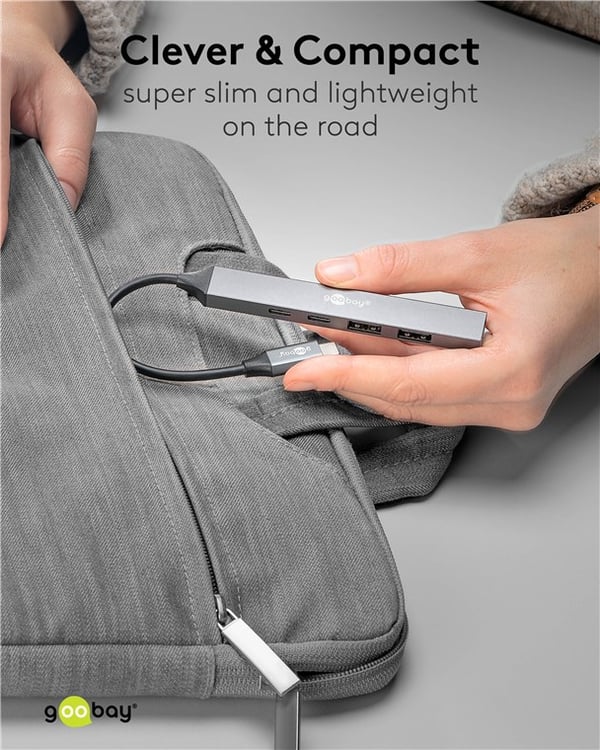 Slim 5-ports USB-hub, USB-C™ til USB-C™/USB-A, 5 Gbit/s