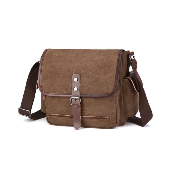 Uformell crossbody-veske i kanvas coffee