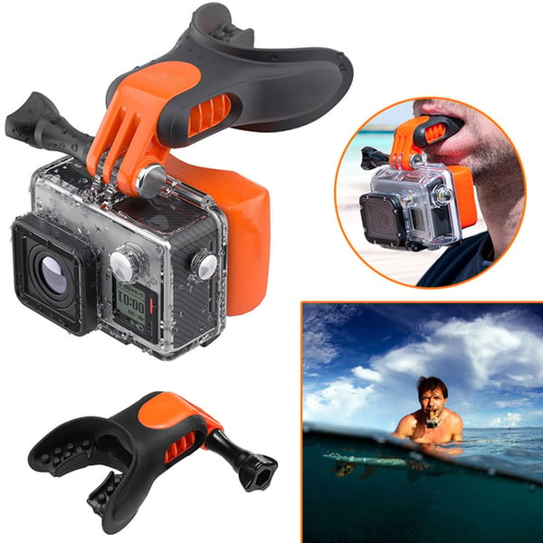 Surf Mouth Mount för GoPro med flytande block och rem - svart/orange