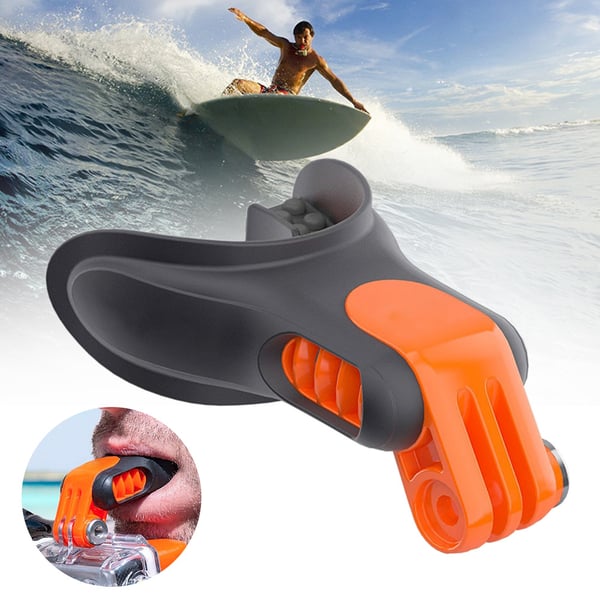 Surf Mouth Mount för GoPro med flytande block och rem - svart/orange