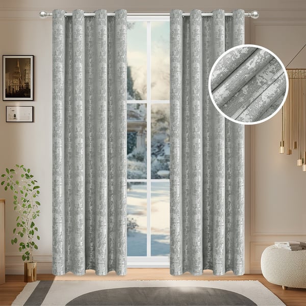 Elegante mørklægningsgardiner med træring jacquard M