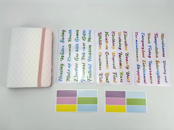 A6 PU-skinnperm budsjettplanlegger - Gradient rosa lilla grønn