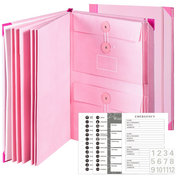 Harmonikkatiedostotasku, A4-koko laajennettavilla kansioilla Pink Harmonikkatiedostotasku, A4-koko laajennettavilla kansioilla Pink