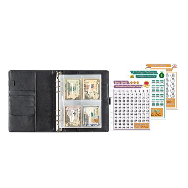 100 dages pengeudfordringsbinder - A5 konvolutsystem Black