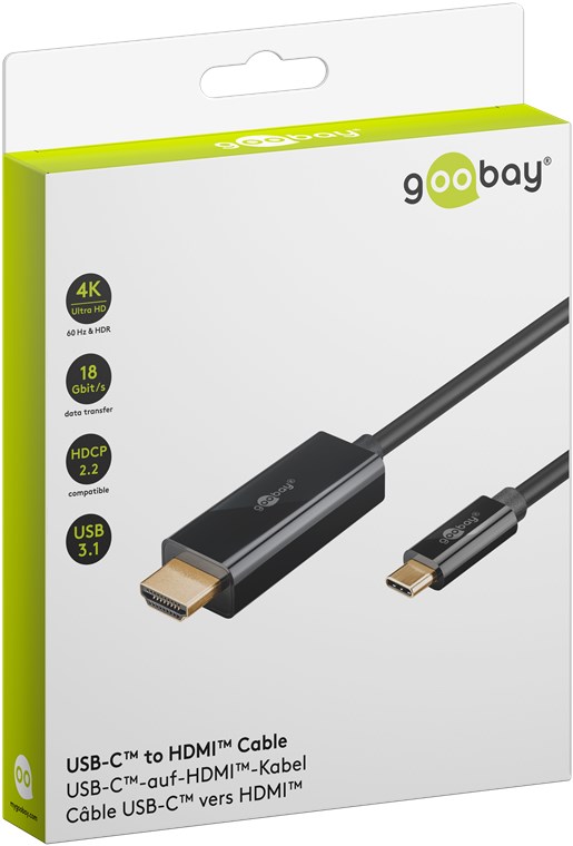 USB-C™-till-HDMI™-kabel, 2 m, svart