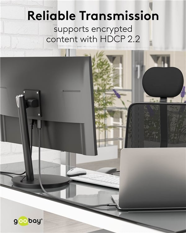 USB-C™-til-HDMI™-tekstilkabel 4K @ 60 Hz, 1 m, svart;sølv