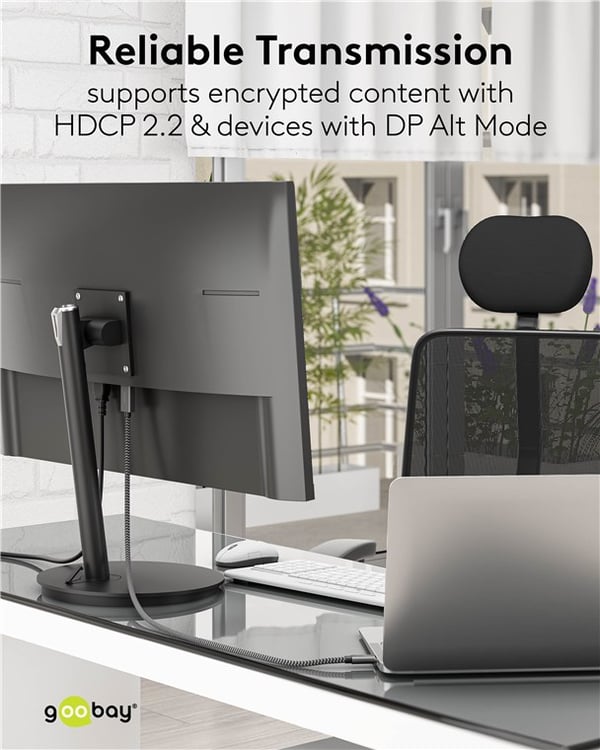 USB-C™ til DisplayPort™-kabel 4K @ 60 Hz, 3 m, svart