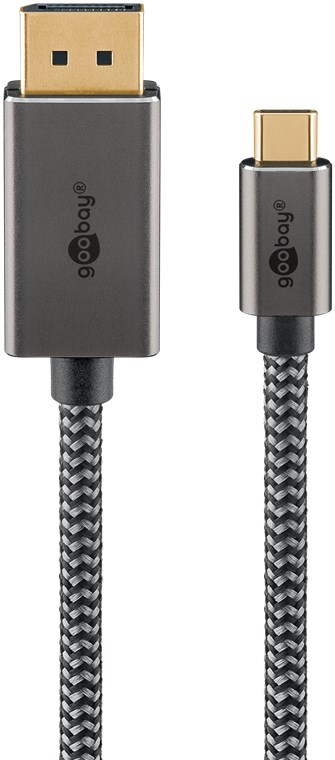 USB-C™-til-DisplayPort™-kabel, 1 m, sort;sølv