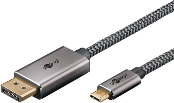 USB-C™-DisplayPort™-kaapeli, 2 m, musta;hopea