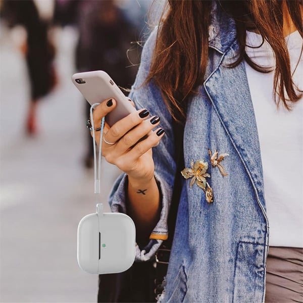 AirPods-etui med nøkkelring og tilbehør Grey AirPods 4 Flat