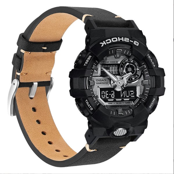 Rem i ekte lær til Casio G-SHOCK DW-5600/GWB5600/GA-2100 Black Model 1