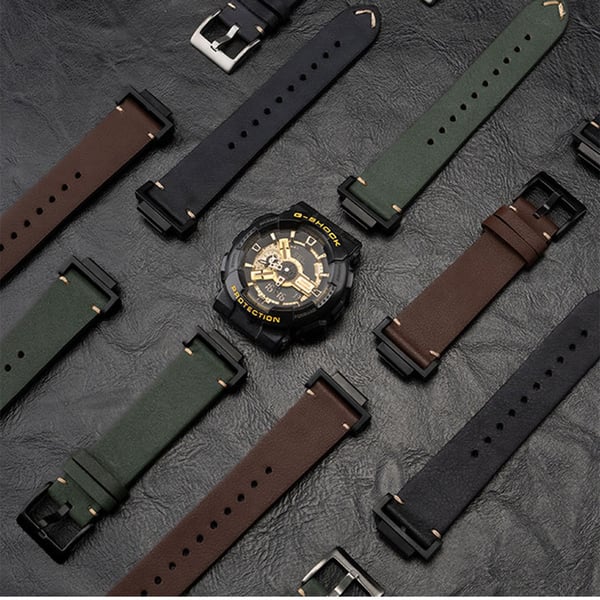 Aito nahkaranneke Casio G-SHOCK DW-5600/GWB5600/GA-2100 -kelloille Black Model 3