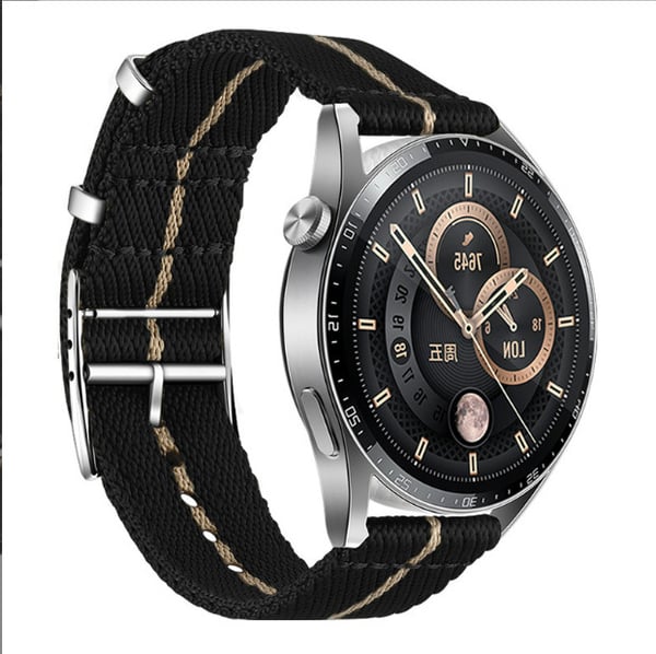 NATO Nylon Jacquard Klockarmband Black 22 mm