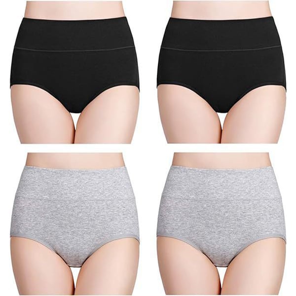 Korkeavyötöiset Puuvillapikkuhousut Black+Grey M