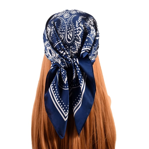 Elegantti Paisley-neliöhuivi - 70x70 cm NavyBlue