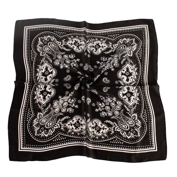 Elegant Paisley Square tørklæde - 70x70cm Marineblå   Black