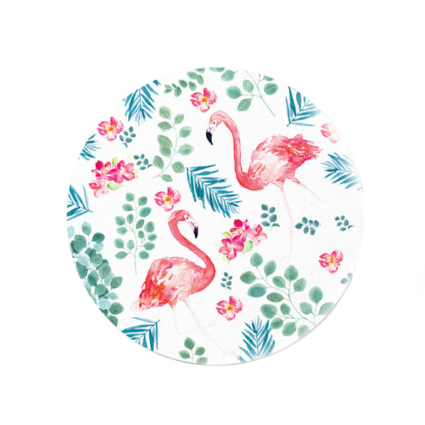 Pyöreä hiirimatto, jossa flamingo-painatus - ihanteellinen toimistoon, pelaamiseen ja lahjaksi Model 1