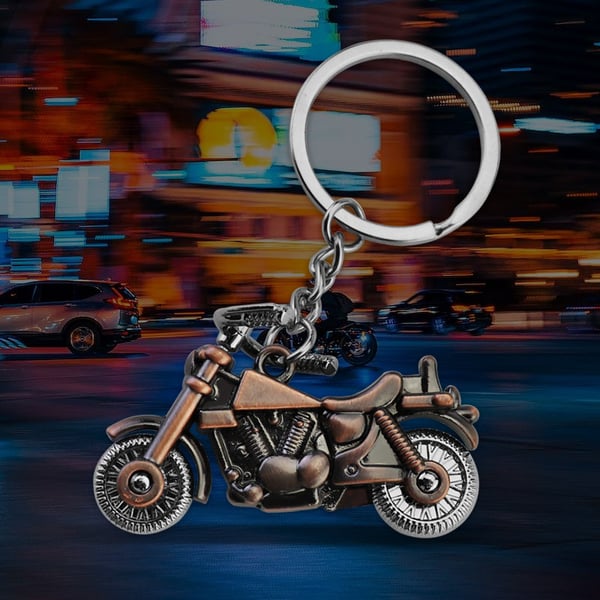 Blå Hjelm Nøglering Stilfuld Motorcykel Nøglering Silver