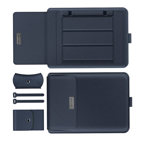 Laptop-sleeve, beskyttende etui i PU-læder NavyBlue 11-12 inch
