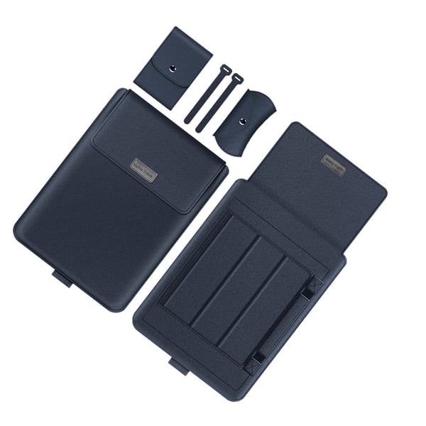 Laptopfodral, skyddande fodral i PU-läder NavyBlue 13-14 inch
