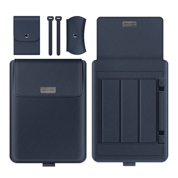 Laptop-futteral, beskyttende etui i PU-lær NavyBlue 13-14 inch