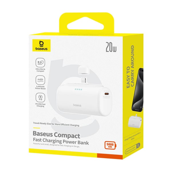 Powerbank OS-Baseus Compact IP 5000mAh 20W (hvit)
