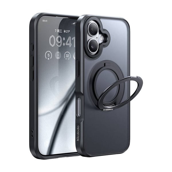 McDodo PC-4930 MagSafe-deksel til iPhone 16 med stativ (svart)